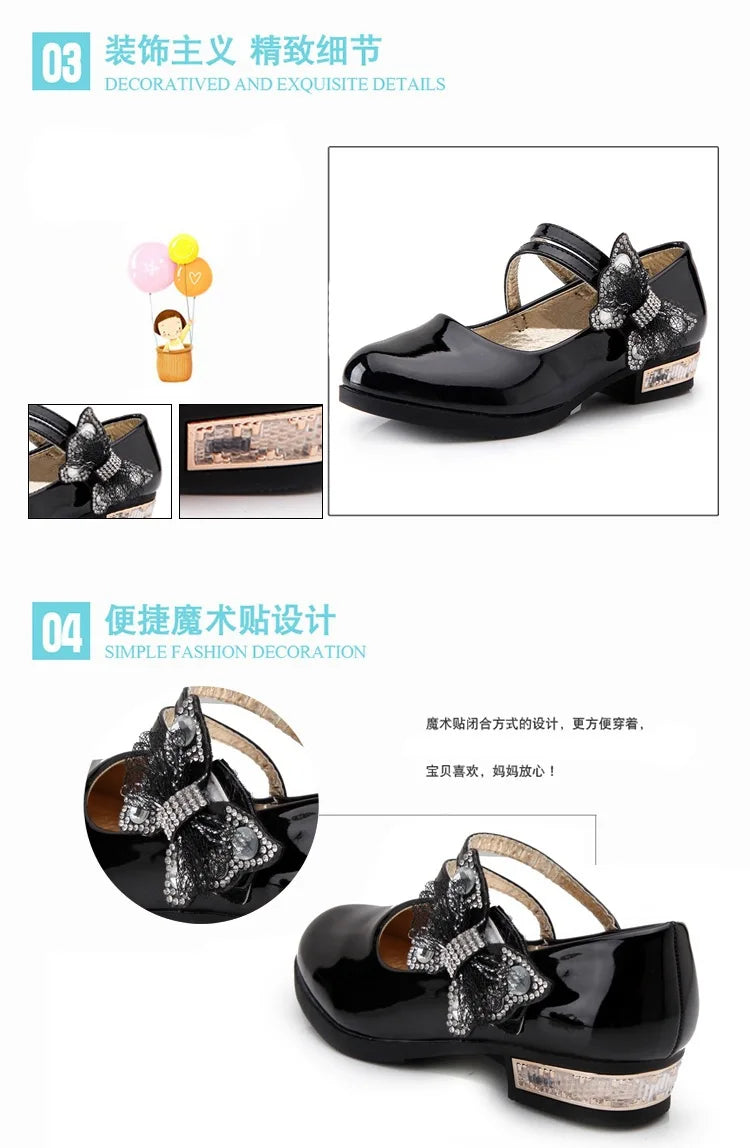 Girls' Shoes Child Shoes Girl Leather Shoe Soft Soled Princess Shoes Bow Mary Jane Shoe Girls Party Dress Wedding School Shoe
