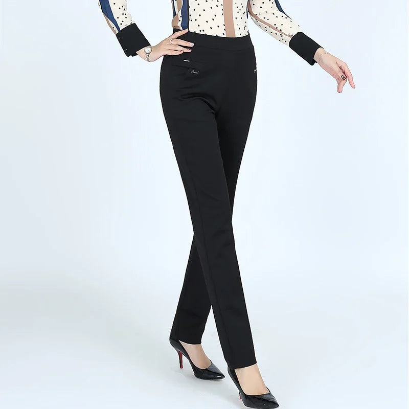 New y2k autumn Plus Size Women's Pants Fashion Solid color Skinny high waist elastic Trousers Fit Lady pants sets Woman clothing