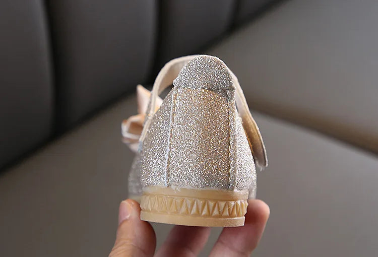 Girls Shoes Fashion Sequin Kids Princess Shoe Bow Shallow Single Shoe Soft Sole Children Flats Toddler Party Wedding Shoes Туфли