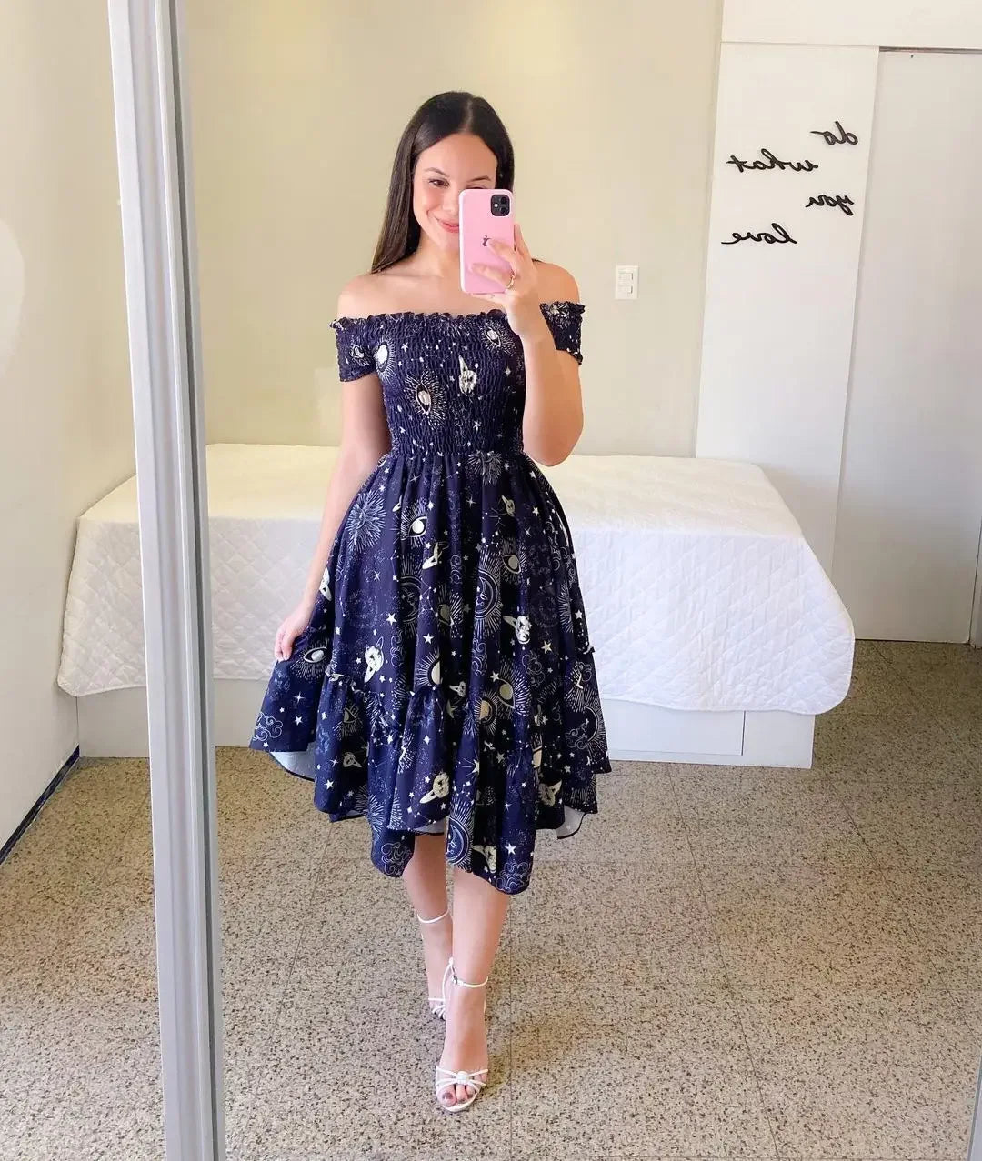 Women's Floral Print Dress, Butterfly Pink, Short Sleeve, Flower Slash Neck, Sexy Boho Elegant Casual Dresses, Summer, 2025