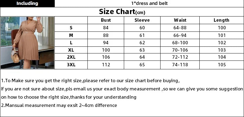 Summer New V-neck Elegant Solid Color Pleated Dress Fashionable Casual Knee-Length Women's Dress