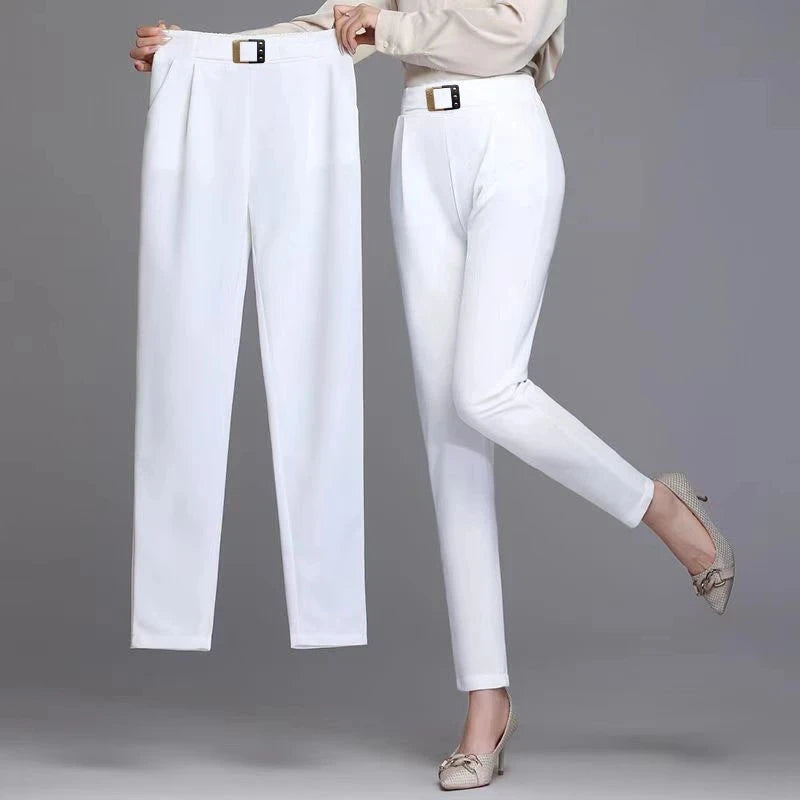 New Spring Summer Women High Waist Solid Elegant Ankle-Length Pants Office Ladies Skinny Chic Trousers Female Casual Haren Pants