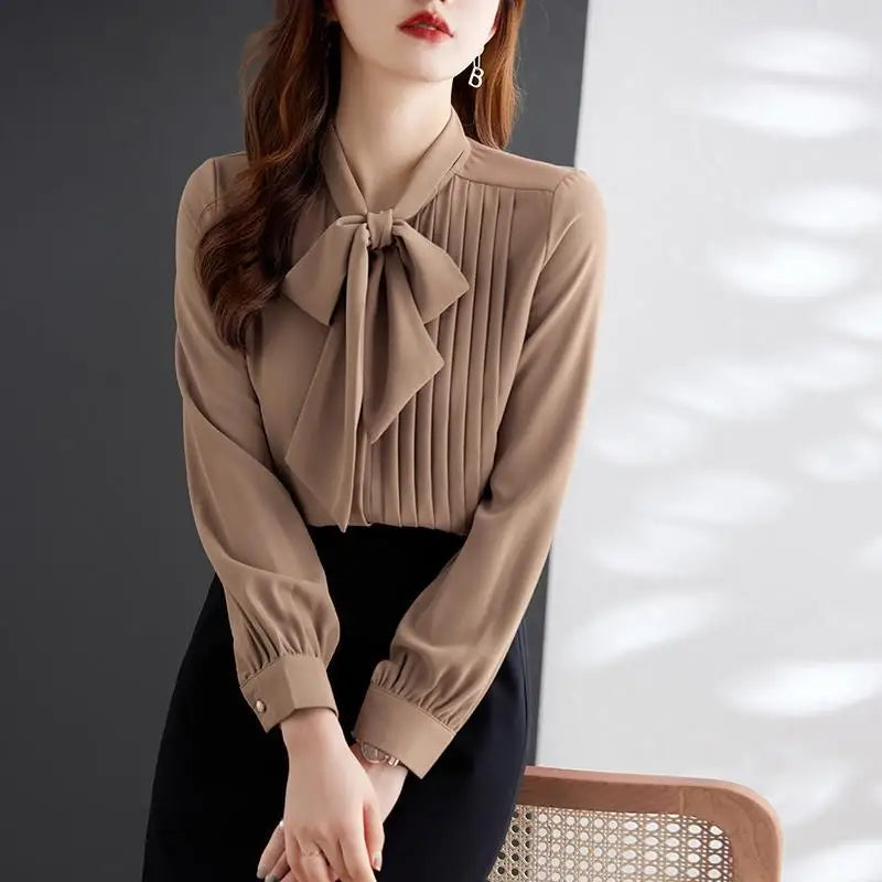 Formal Dress Shirts & Blouses For Women With Bow Clothing Sales Tunic 2025 Office Outfits Vintage Tall Woman Top Wear To Work