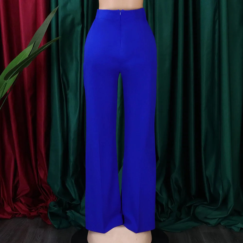 Women Shiny Yellow Capris Pants High Waist Trousers Office Work Lady Full Length Summer Bottoms Capris 2023 Spring Summer