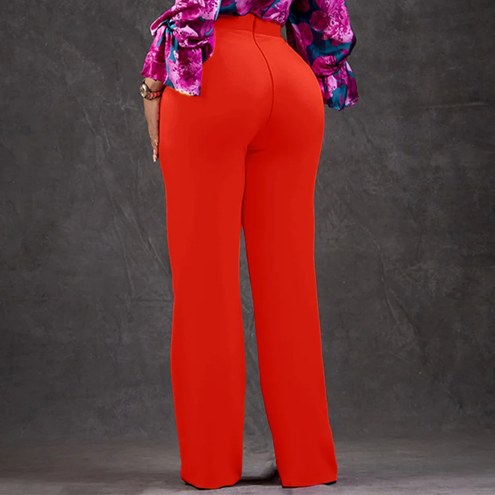 Women Shiny Yellow Capris Pants High Waist Trousers Office Work Lady Full Length Summer Bottoms Capris 2023 Spring Summer