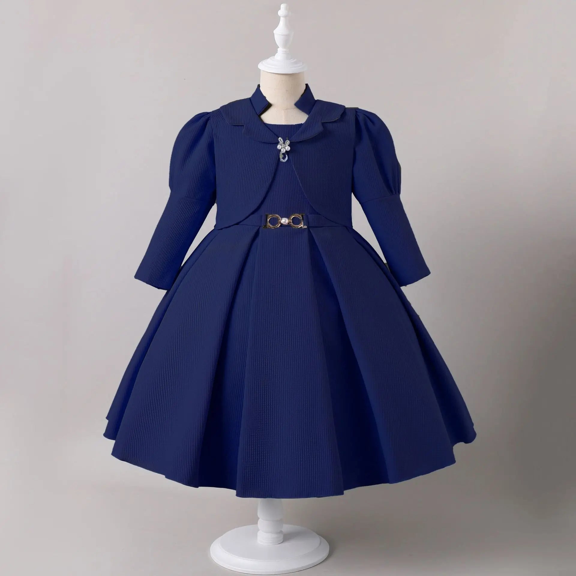 HETISO Gorgeous Elegant Long Sleeve Girls Dress Coat Set Children's Formal Performance Wedding Ball Gown 5-10 Years