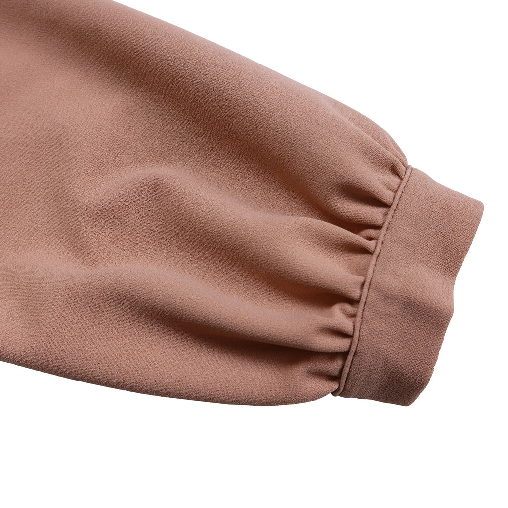 Summer New V-neck Elegant Solid Color Pleated Dress Fashionable Casual Knee-Length Women's Dress