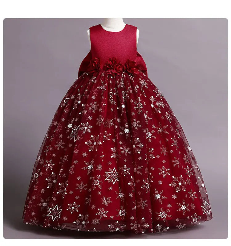 Fashion Bow Flower Girl Dresses Mesh Lace Sleeveless Girls Dresses for Party and Wedding Summer Girls Party Dresses 3-12 Years