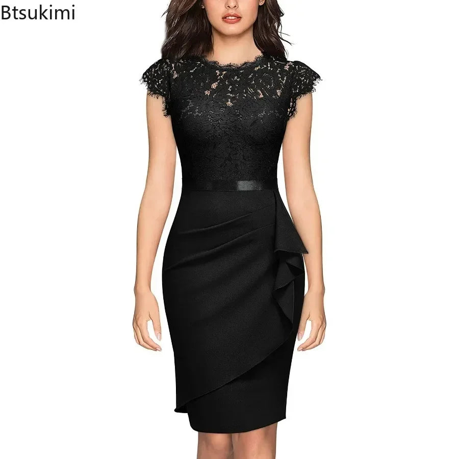 2026 Women's Elegant Lace Evening Wedding Party Dress Sexy Office Ladies Bodycon Dresses Fashion Birthday Club Vestidos Female