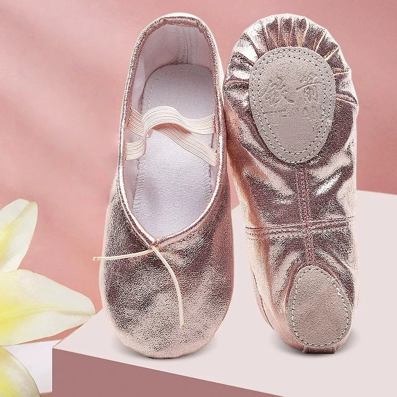 Girls Ballet Shoes Gold Silver Soft Sole Ballet Dance Slippers Children Practise Ballerina Shoes Woman Gymnastics