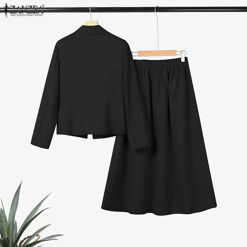 ZANZEA Spring Outfits Women 2026 Elegant Long Sleeve Blazer Dress Suit Office 2 Piece Sets Fashion Work OL Tracksuit Oversize