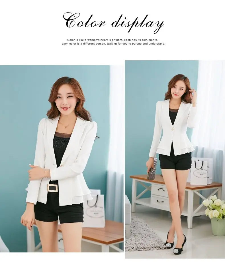 Office Lady Elegant Fashion Skinny Patchwork Solid Color Button Notched Ruffles Blazers Thin Spring Summer Women's Clothing 2023
