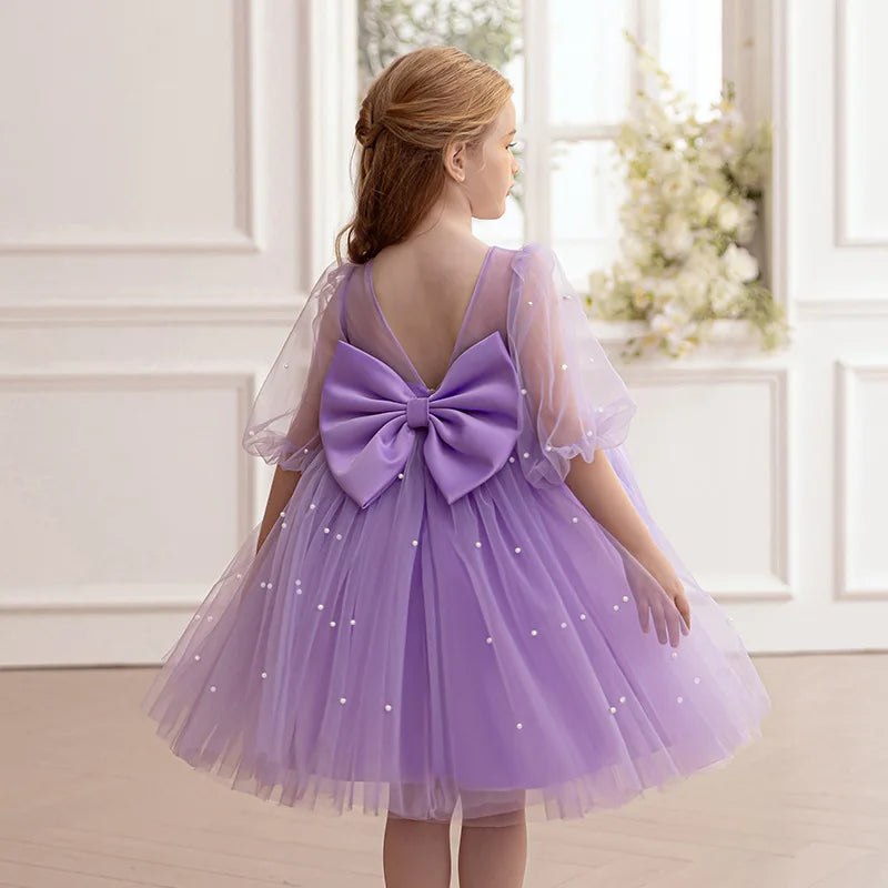 Flower Girl Dress for Birthday Party New Formal Gowns for 3-8 Years Children White Princess Dresses For Wedding Ceremony