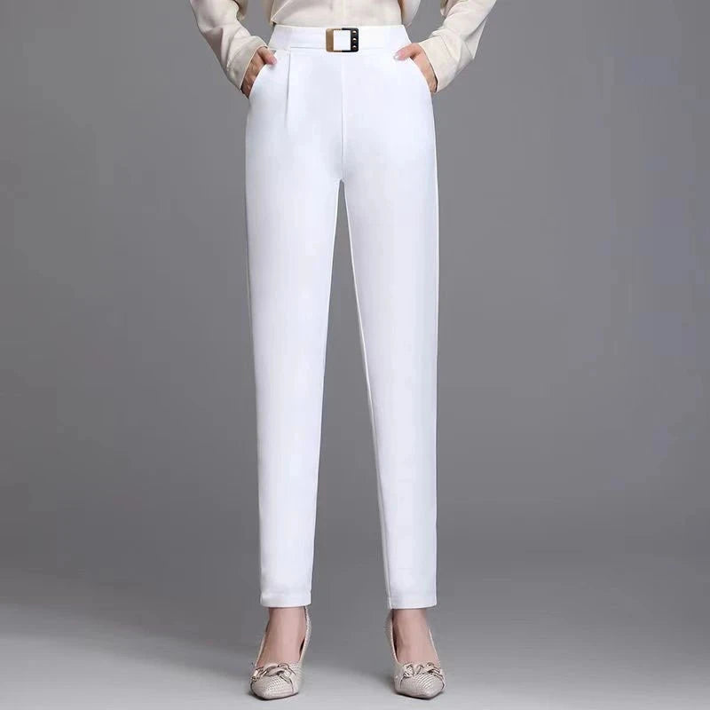 New Spring Summer Women High Waist Solid Elegant Ankle-Length Pants Office Ladies Skinny Chic Trousers Female Casual Haren Pants