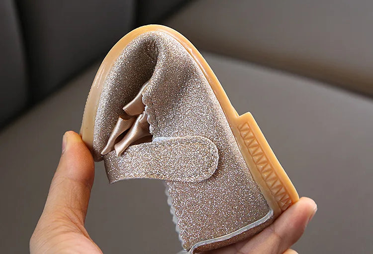 Girls Shoes Fashion Sequin Kids Princess Shoe Bow Shallow Single Shoe Soft Sole Children Flats Toddler Party Wedding Shoes Туфли