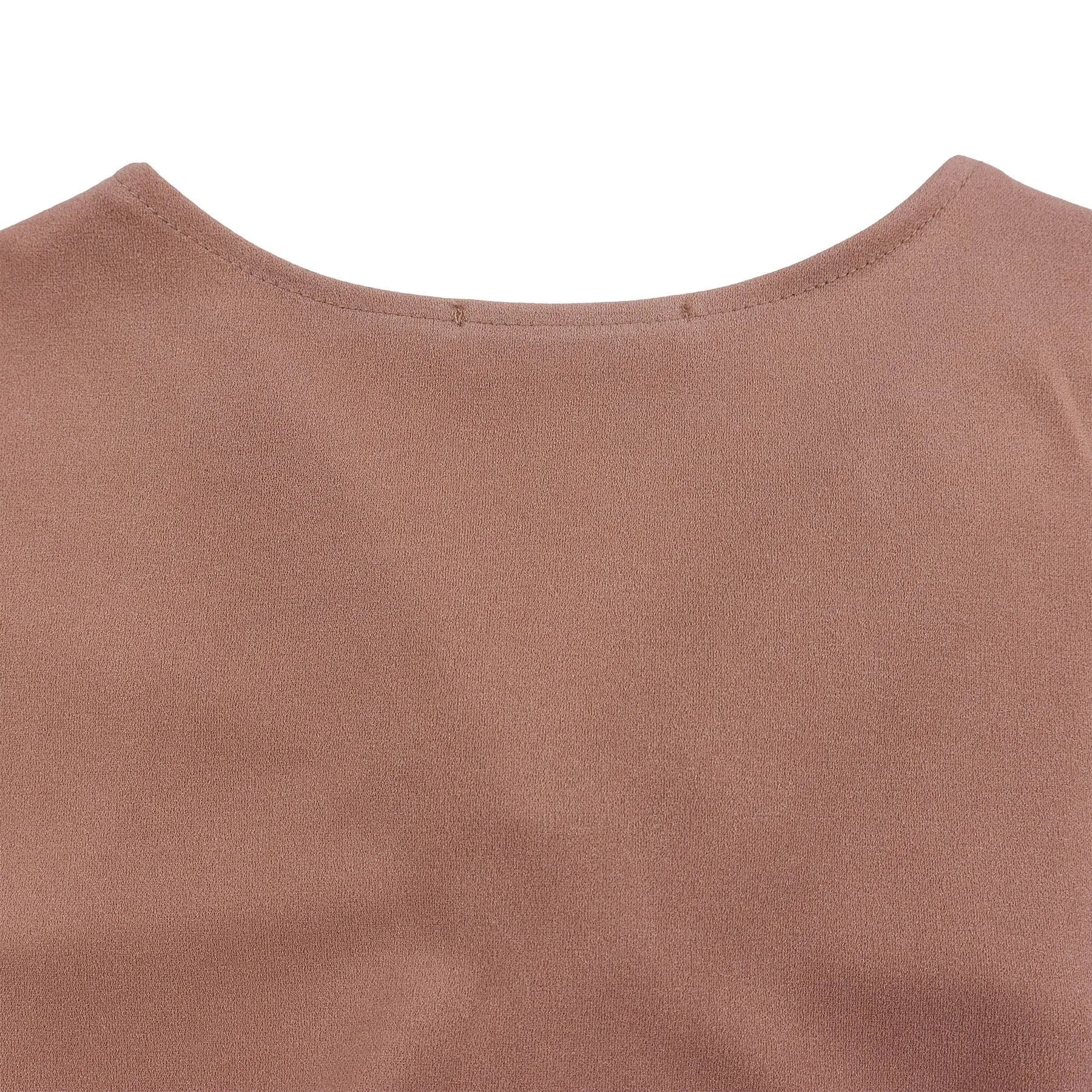 Summer New V-neck Elegant Solid Color Pleated Dress Fashionable Casual Knee-Length Women's Dress