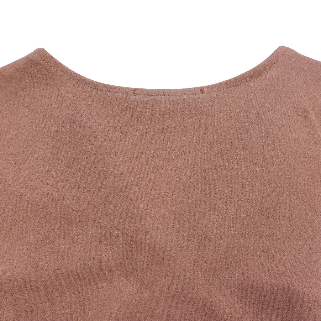 Summer New V-neck Elegant Solid Color Pleated Dress Fashionable Casual Knee-Length Women's Dress