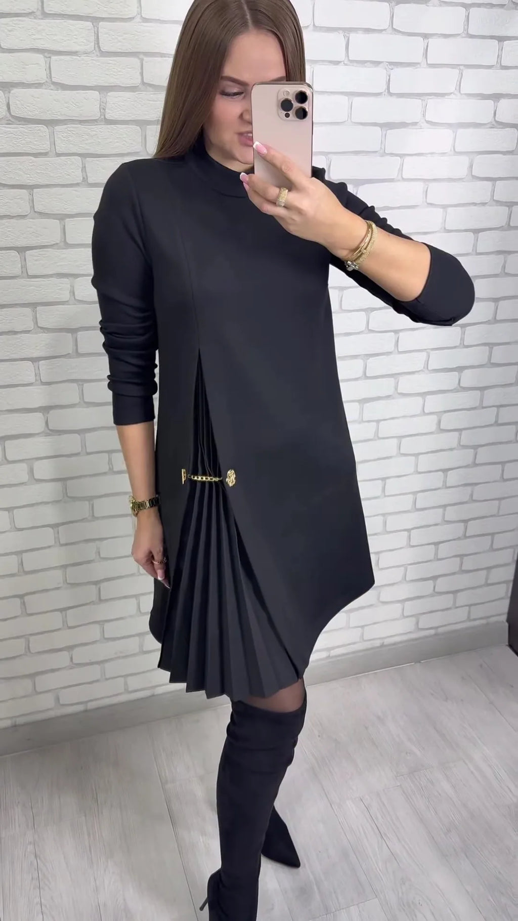 Fashion black casual dress new autumn o neck long sleeve office Holiday party solid dresses for women robe femme vestidos