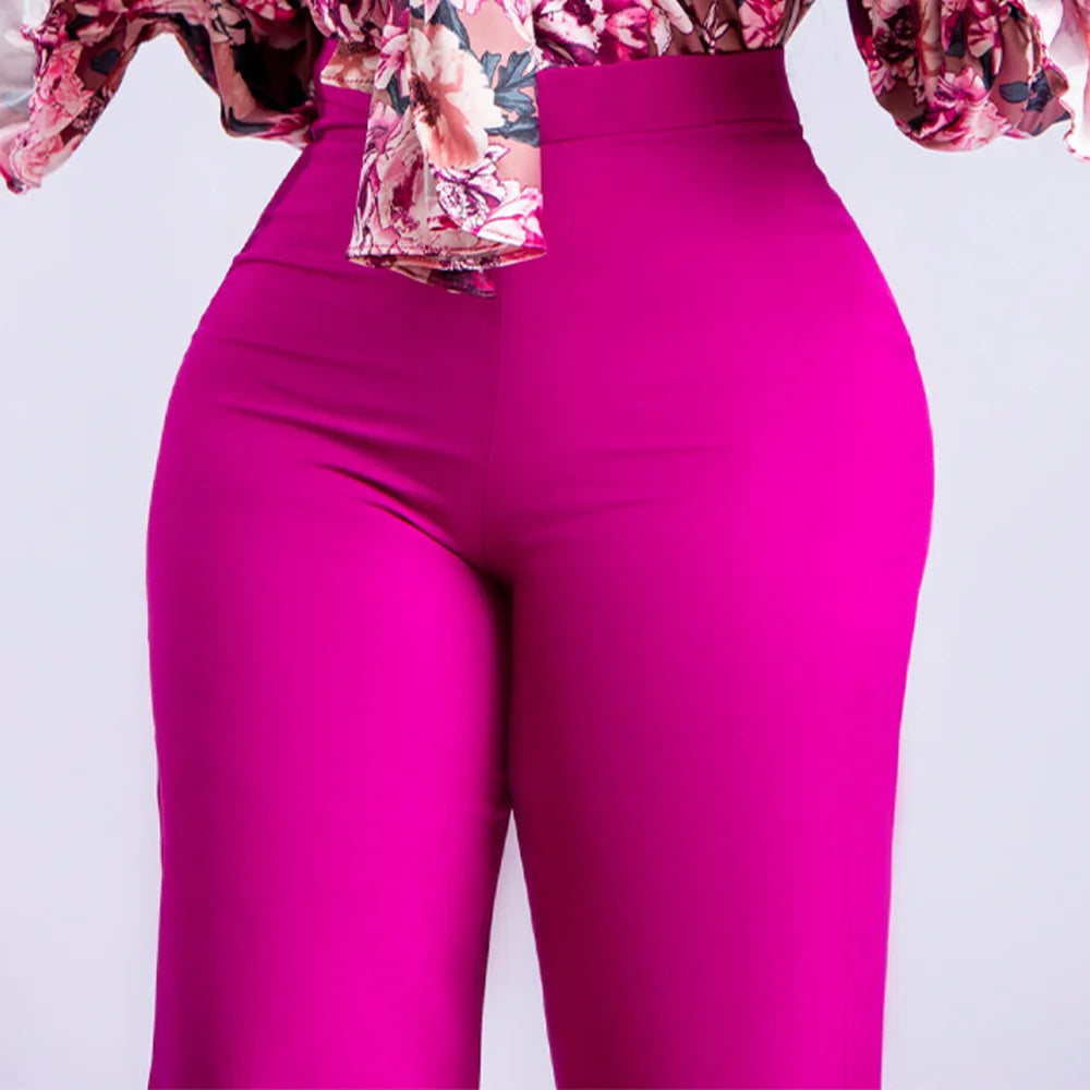 Women Shiny Yellow Capris Pants High Waist Trousers Office Work Lady Full Length Summer Bottoms Capris 2023 Spring Summer