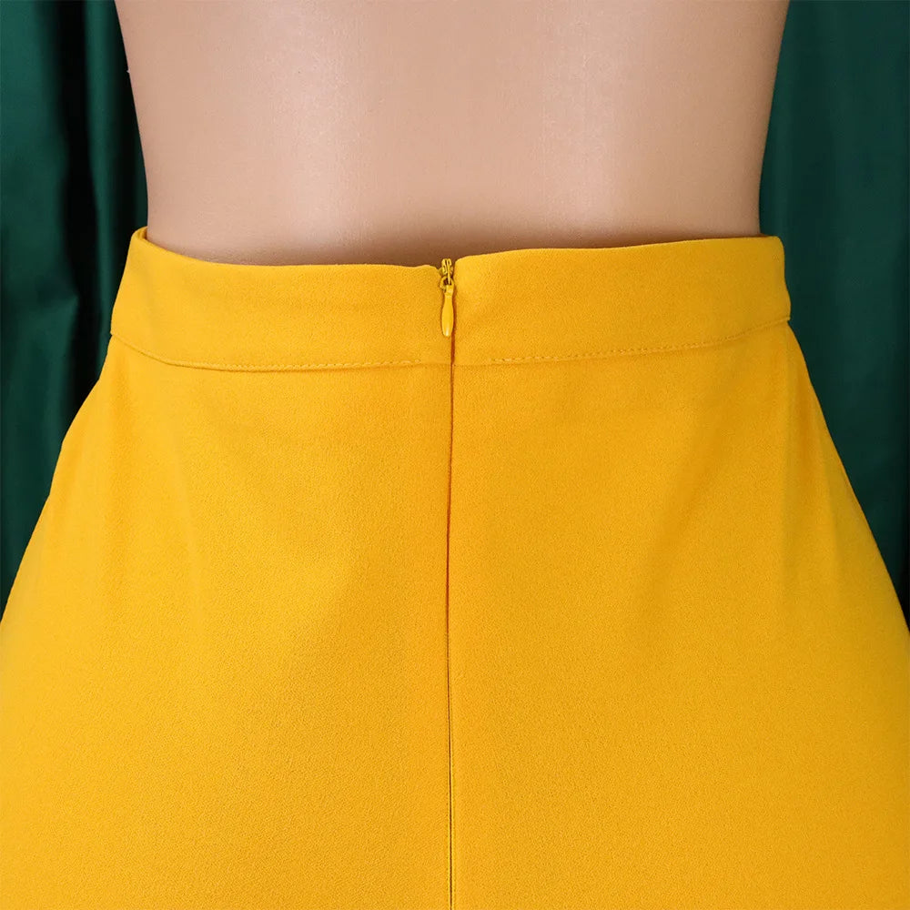 Women Shiny Yellow Capris Pants High Waist Trousers Office Work Lady Full Length Summer Bottoms Capris 2023 Spring Summer