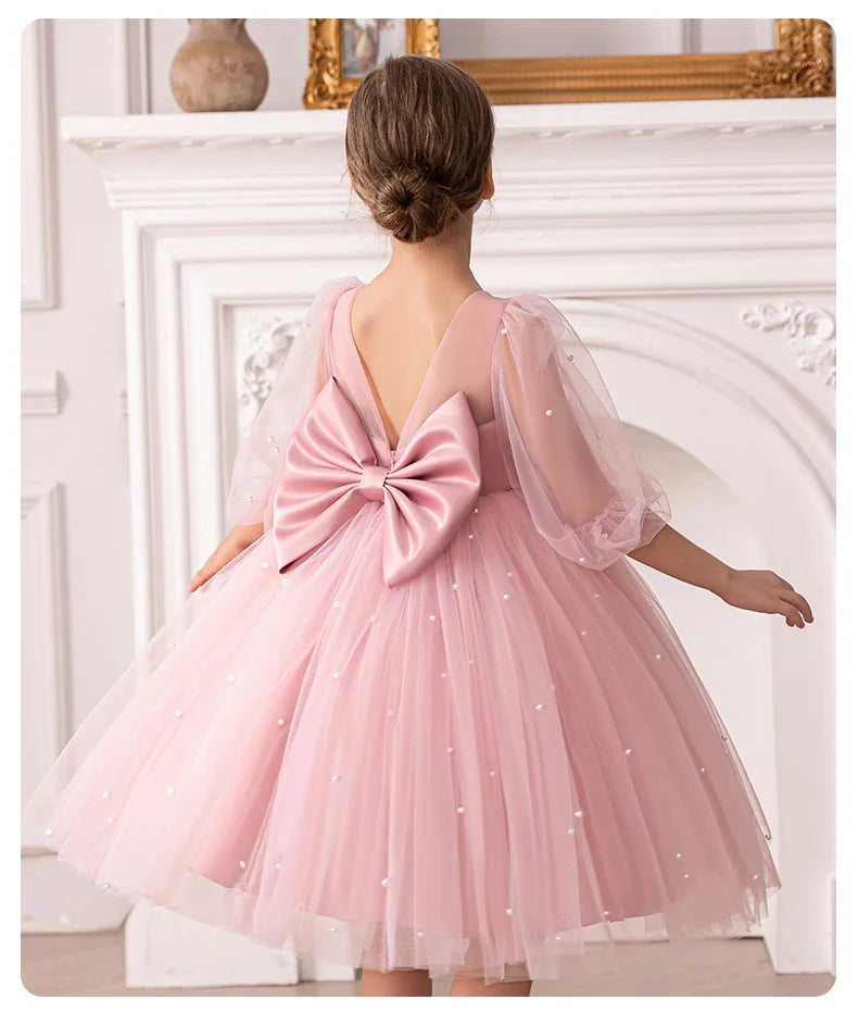 Flower Girl Dress for Birthday Party New Formal Gowns for 3-8 Years Children White Princess Dresses For Wedding Ceremony