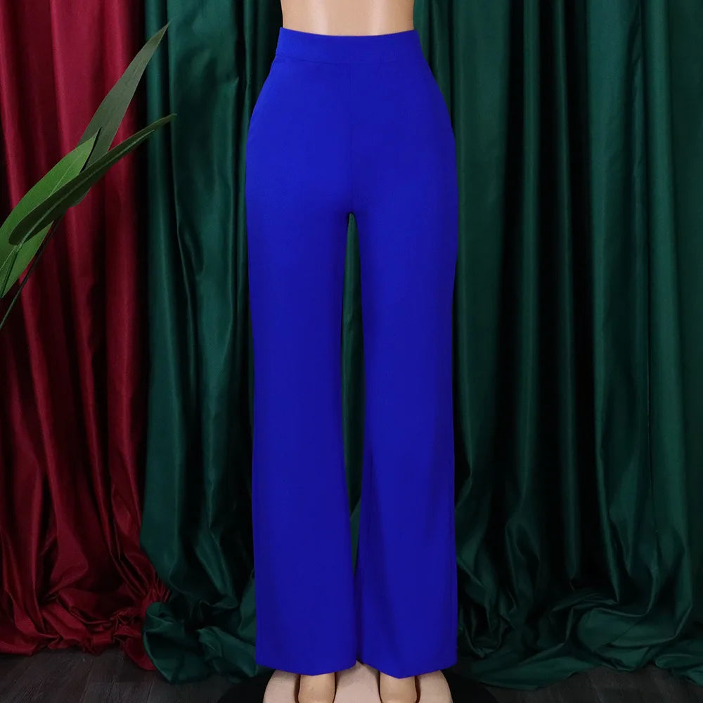 Women Shiny Yellow Capris Pants High Waist Trousers Office Work Lady Full Length Summer Bottoms Capris 2023 Spring Summer