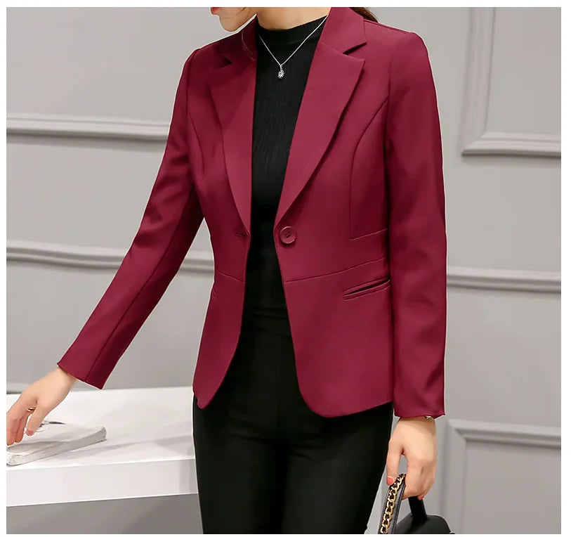 Women Blazer Office Ladies Elegant Outwear Long Sleeve Work Wear Classy Female Pink Suit African Autumn Fashion New Coats