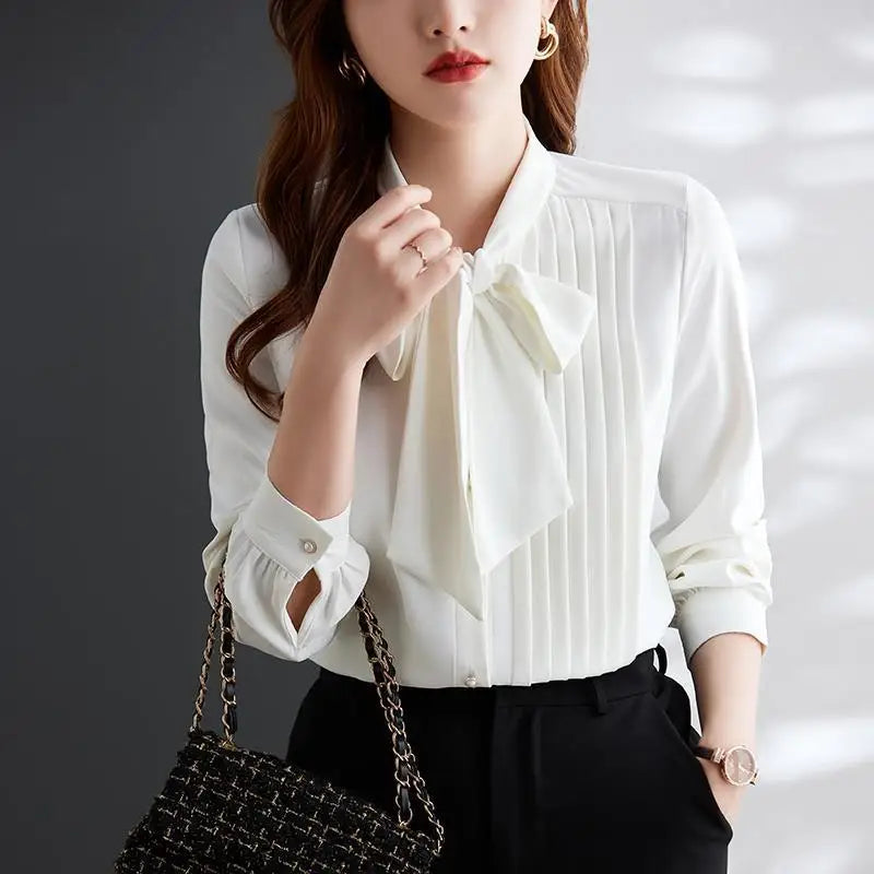 Formal Dress Shirts & Blouses For Women With Bow Clothing Sales Tunic 2025 Office Outfits Vintage Tall Woman Top Wear To Work
