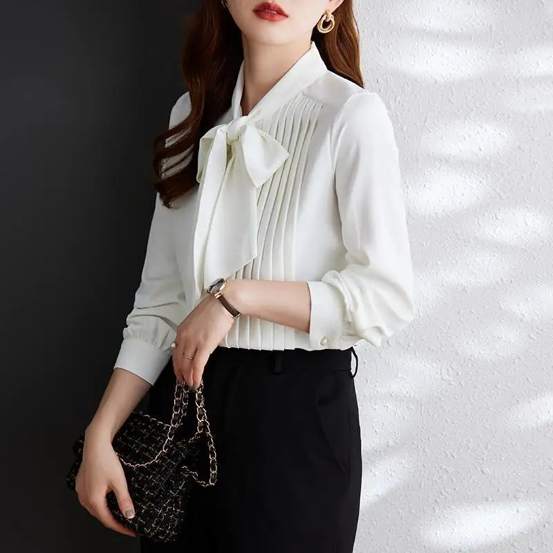 Formal Dress Shirts & Blouses For Women With Bow Clothing Sales Tunic 2025 Office Outfits Vintage Tall Woman Top Wear To Work