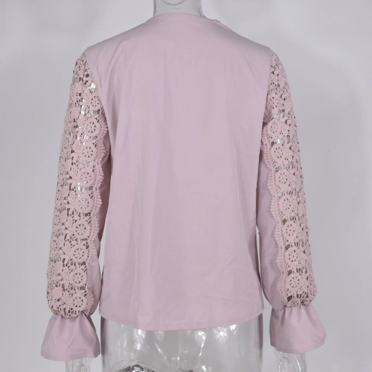 Women's Blouses White Office Spring Casual Button V-neck Long Sleeve Elegant Hook Flower Hollow Shirt For Female