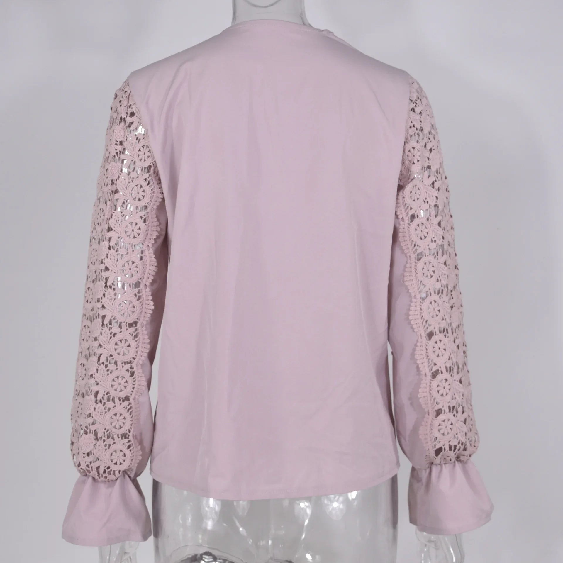 Women's Blouses White Office Spring Casual Button V-neck Long Sleeve Elegant Hook Flower Hollow Shirt For Female