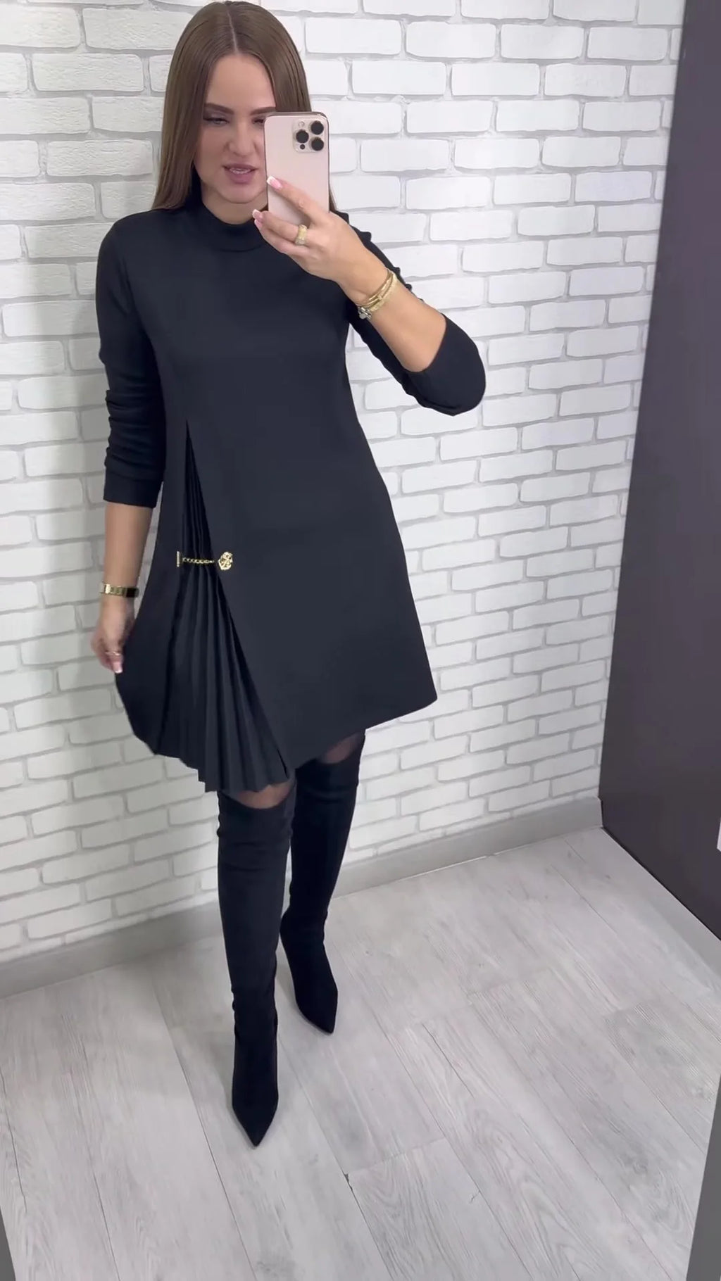 Fashion black casual dress new autumn o neck long sleeve office Holiday party solid dresses for women robe femme vestidos