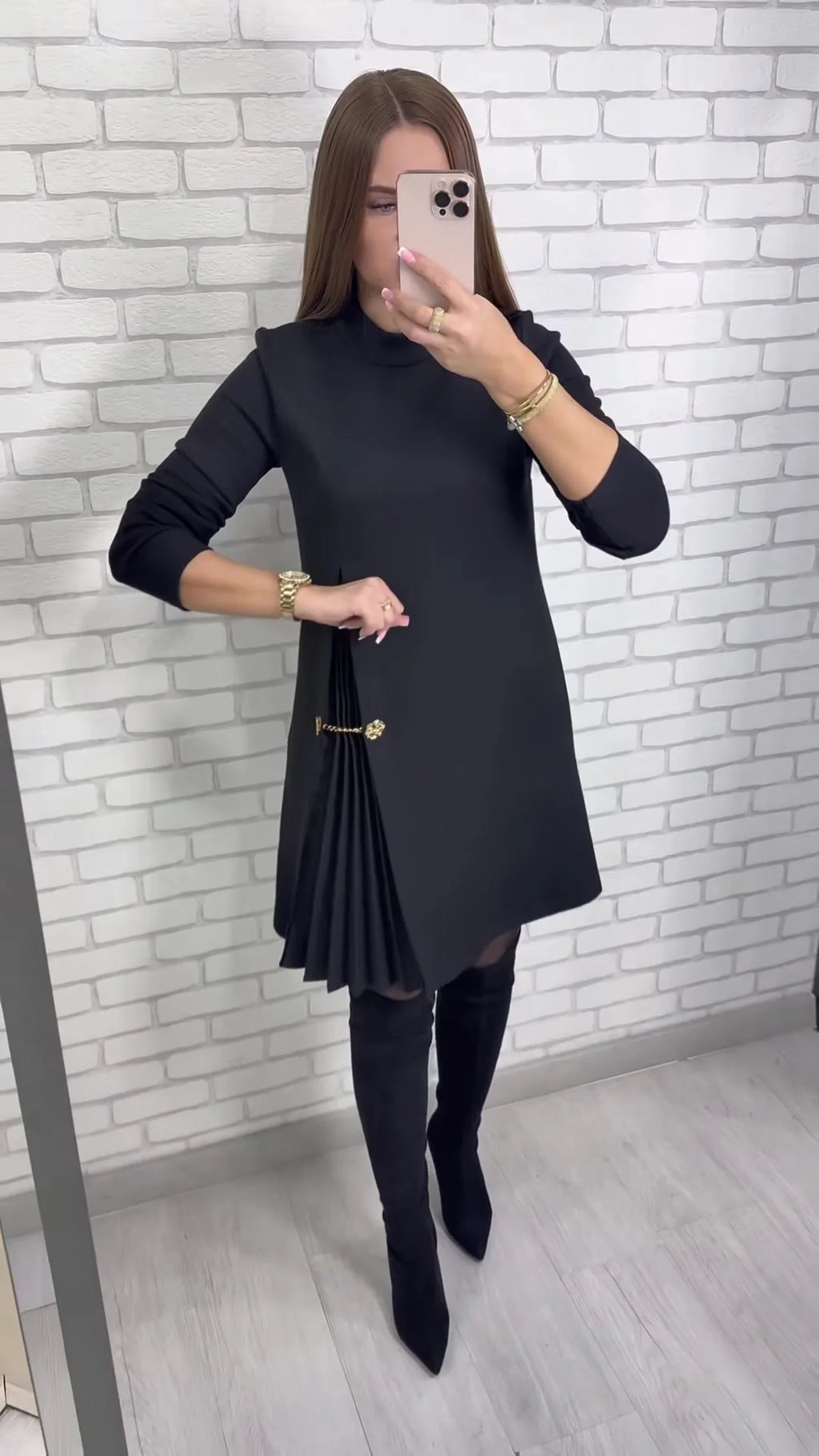 Fashion black casual dress new autumn o neck long sleeve office Holiday party solid dresses for women robe femme vestidos