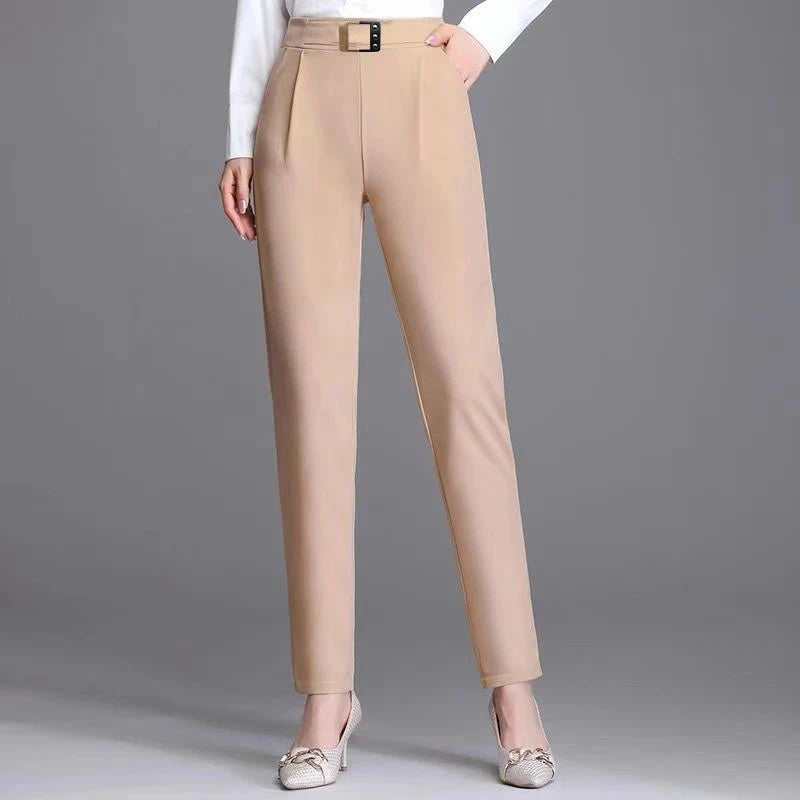 New Spring Summer Women High Waist Solid Elegant Ankle-Length Pants Office Ladies Skinny Chic Trousers Female Casual Haren Pants