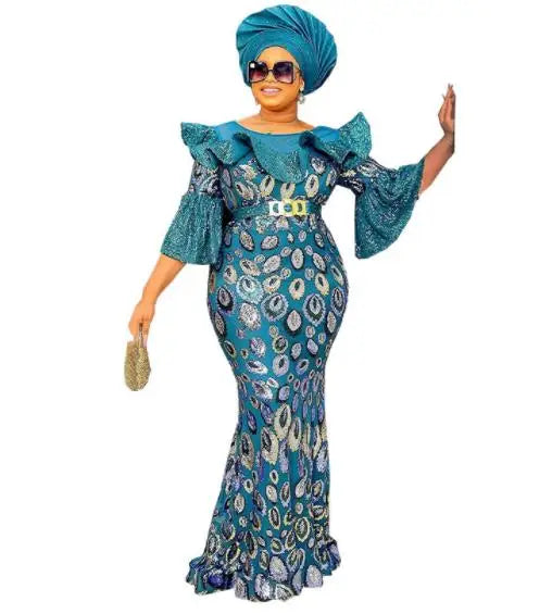 Dashiki African Dresses For Women Elegant Luxury Dress High Waist Bodycon Wedding Party Evening Birthday Night Celebrity Dress