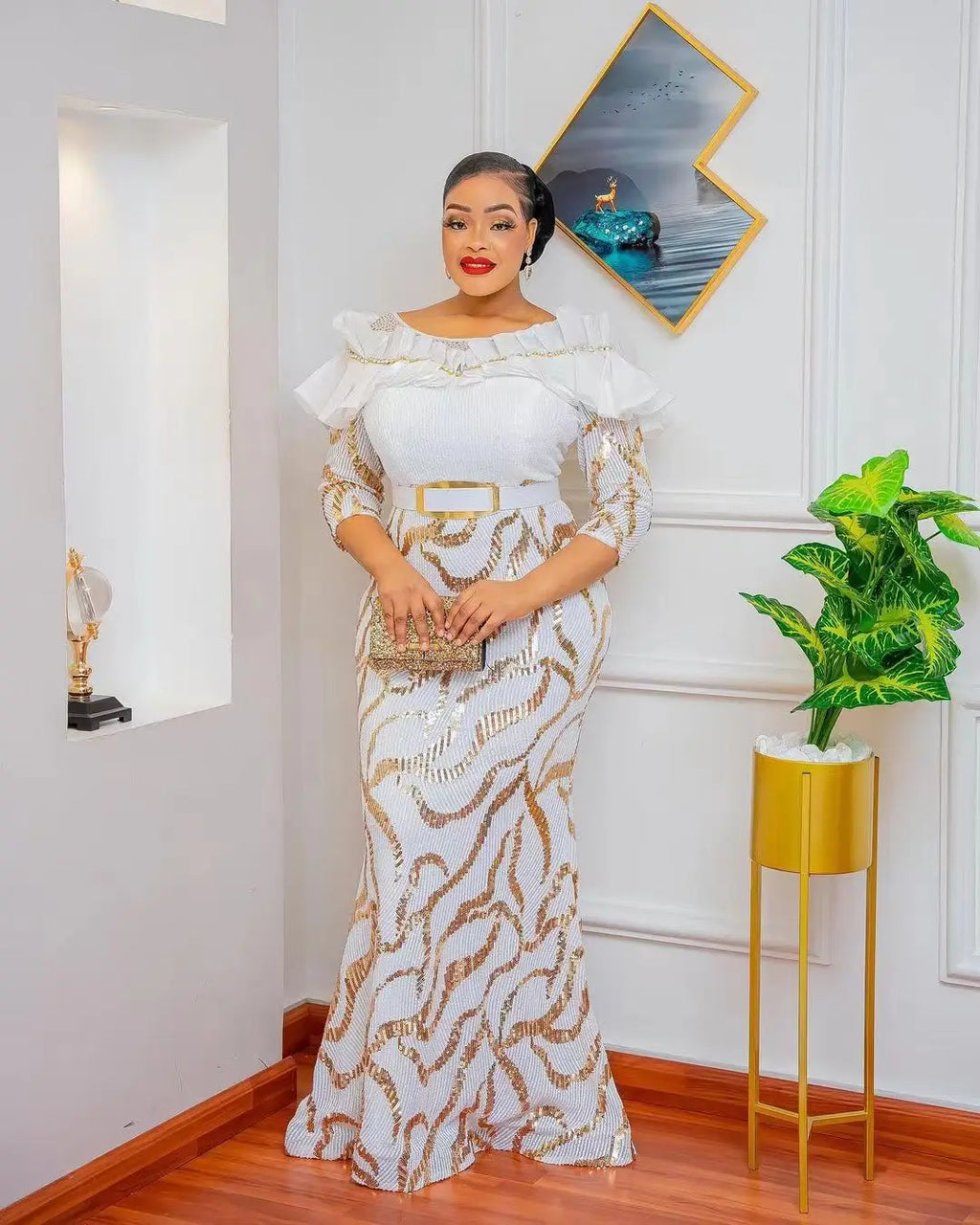Dashiki African Dresses For Women Elegant Luxury Dress High Waist Bodycon Wedding Party Evening Birthday Night Celebrity Dress