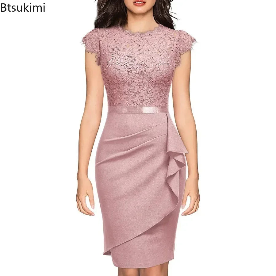 2026 Women's Elegant Lace Evening Wedding Party Dress Sexy Office Ladies Bodycon Dresses Fashion Birthday Club Vestidos Female