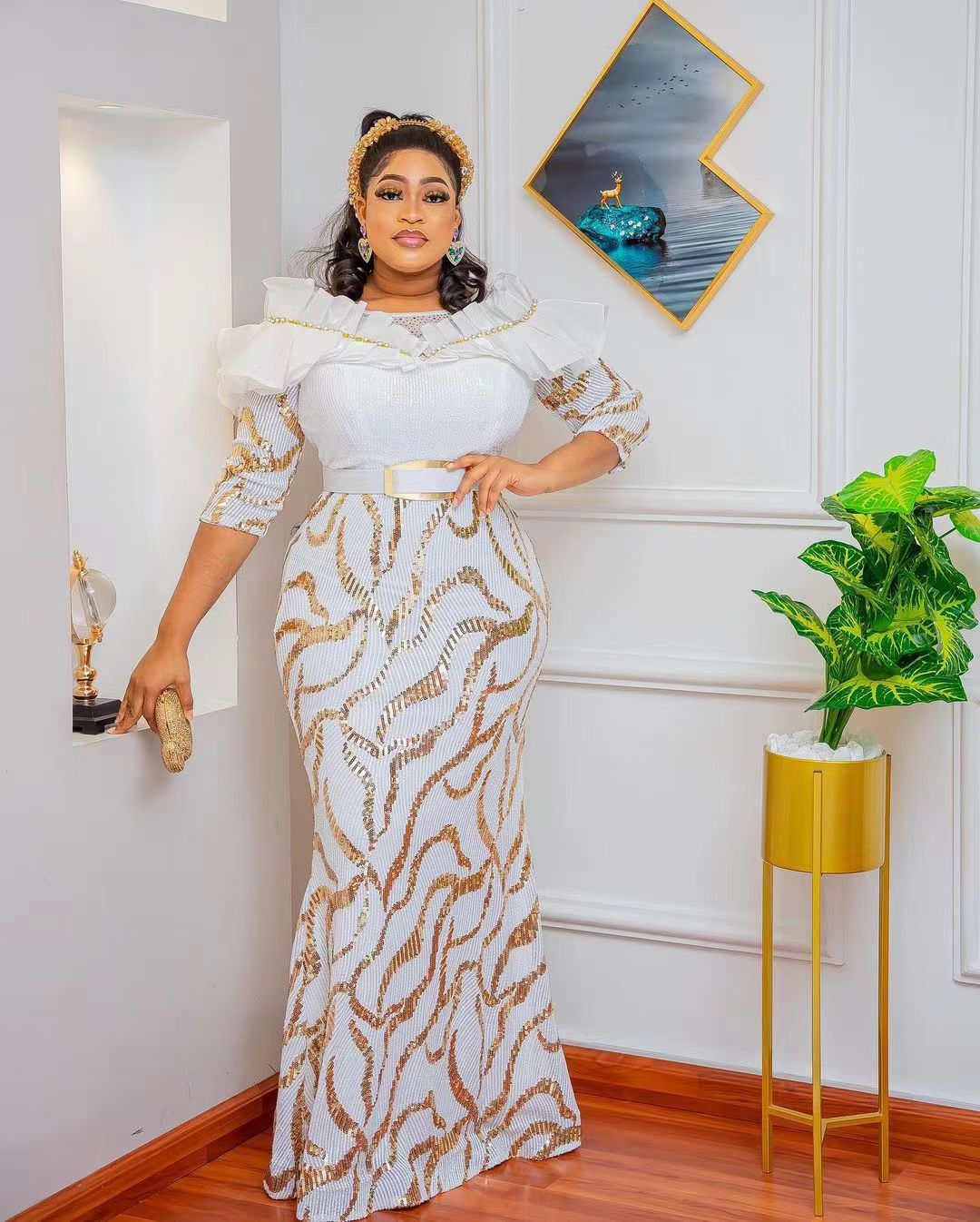 Dashiki African Dresses For Women Elegant Luxury Dress High Waist Bodycon Wedding Party Evening Birthday Night Celebrity Dress