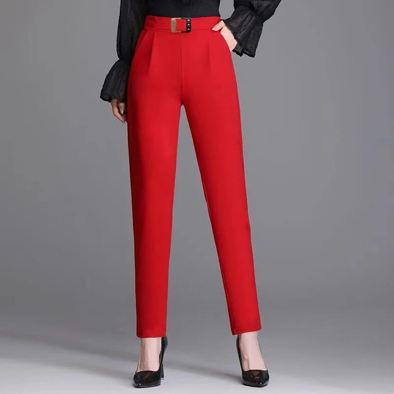 New Spring Summer Women High Waist Solid Elegant Ankle-Length Pants Office Ladies Skinny Chic Trousers Female Casual Haren Pants