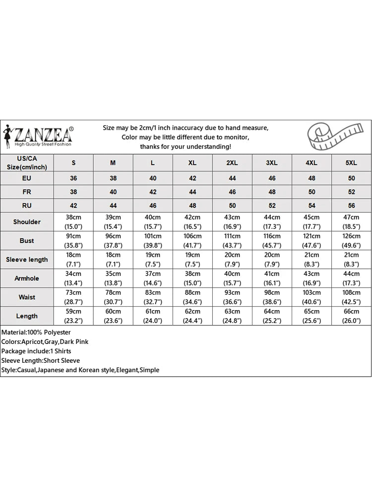 ZANZEA Fashion Shirts Women Elegant Office Tops Casual Short Sleeve Blusas Oversized V Neck Tunic 2025 Solid Color Pullover