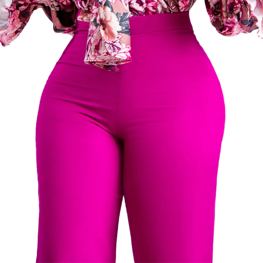 Women Shiny Yellow Capris Pants High Waist Trousers Office Work Lady Full Length Summer Bottoms Capris 2023 Spring Summer