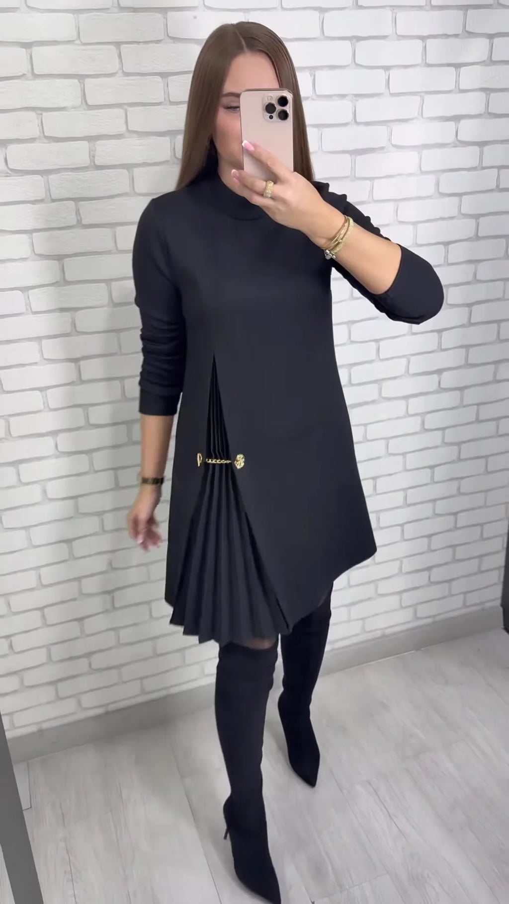 Fashion black casual dress new autumn o neck long sleeve office Holiday party solid dresses for women robe femme vestidos