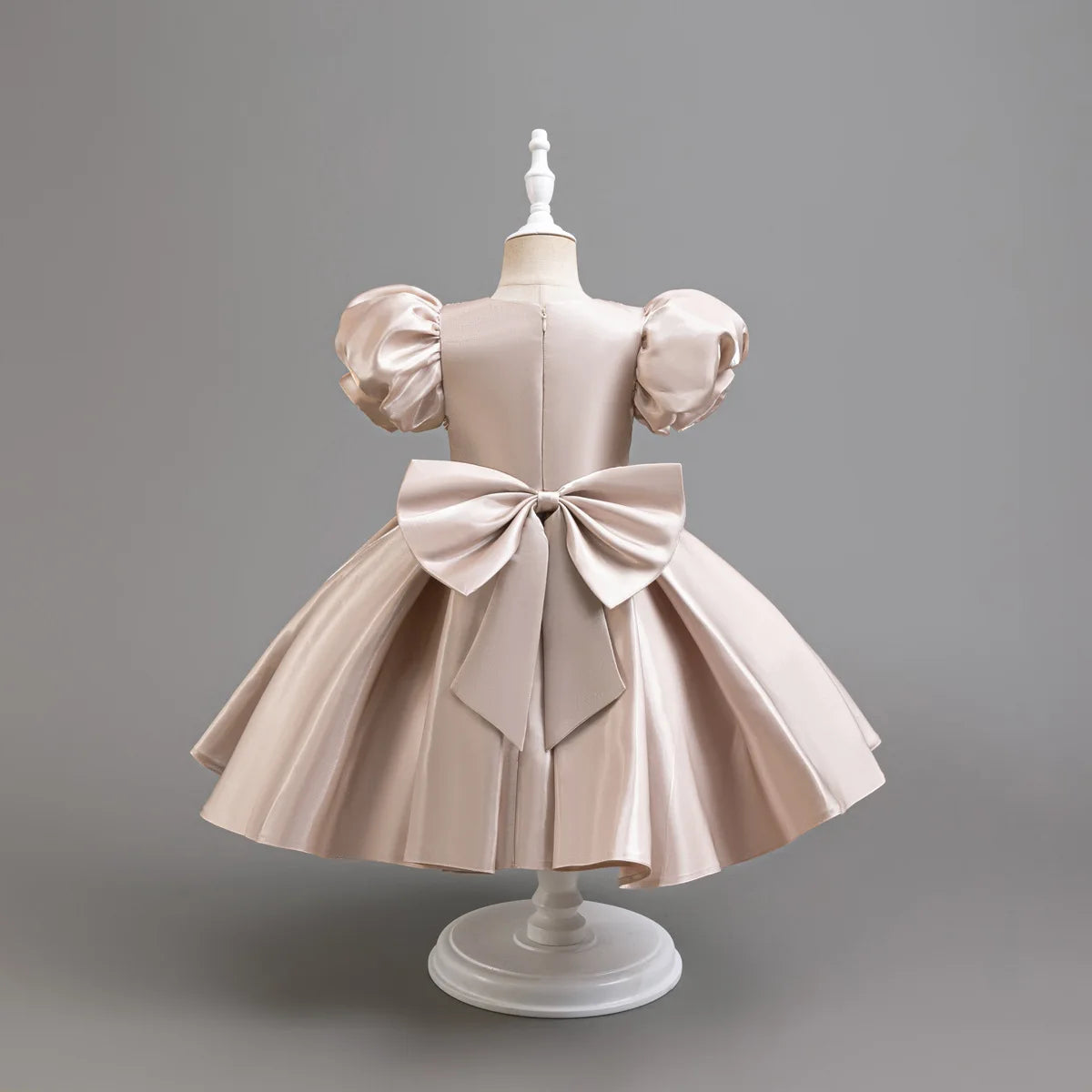 New flower girl wedding dress for girls satin puff sleeve evening dress for girls 3-10 years old girls graduation party performa