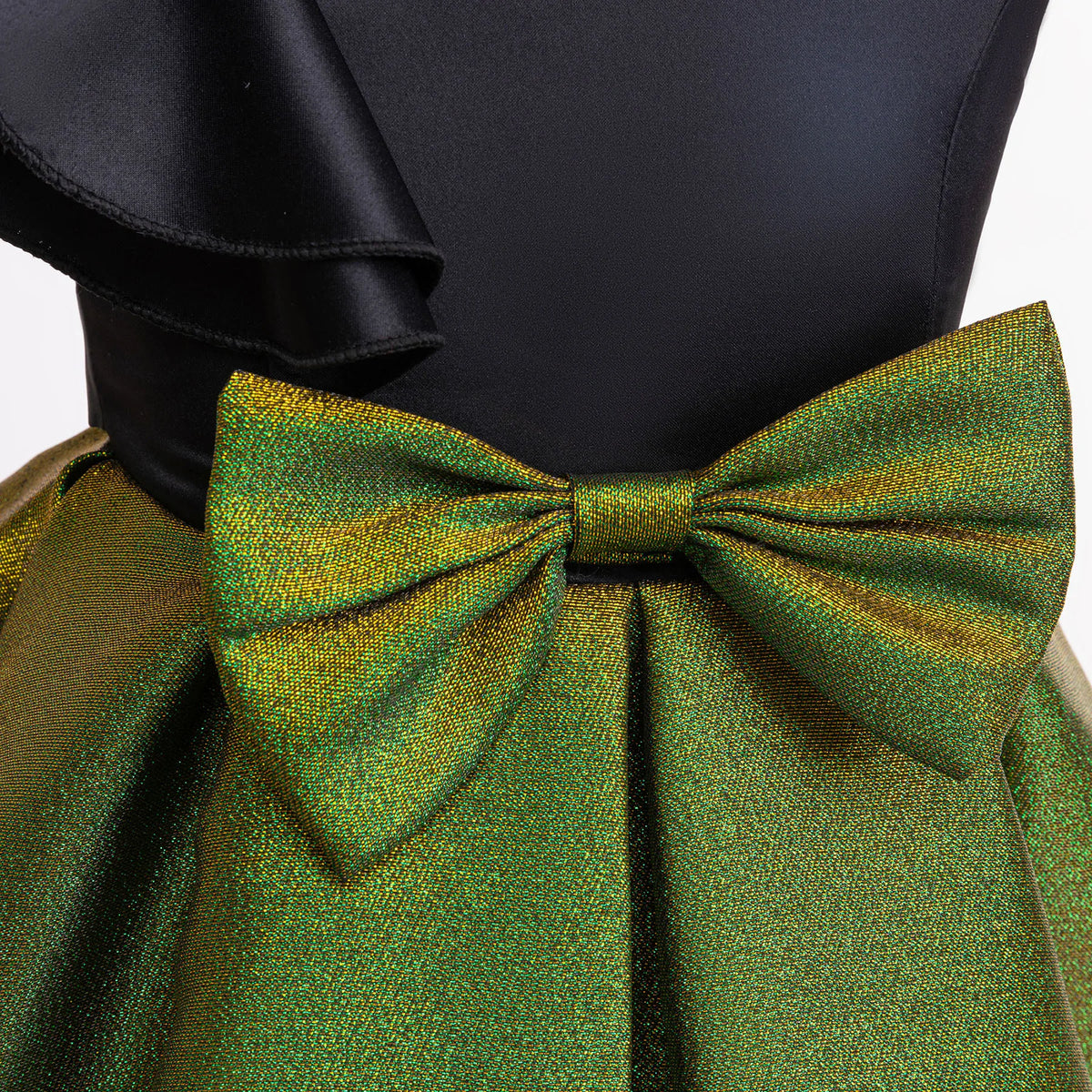 HETISO Girls Halloween Green Dress Shiny Ruffle Sleeve Kids Costume Children's Masquerade Elegant Party Dresses for Performance