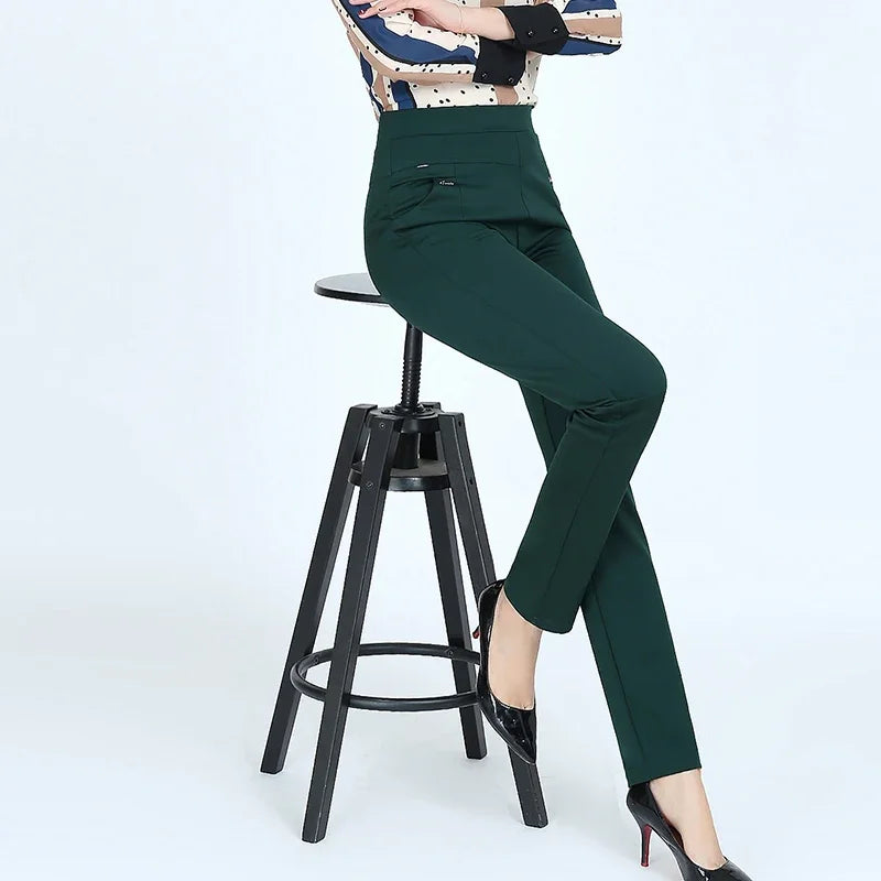 New y2k autumn Plus Size Women's Pants Fashion Solid color Skinny high waist elastic Trousers Fit Lady pants sets Woman clothing
