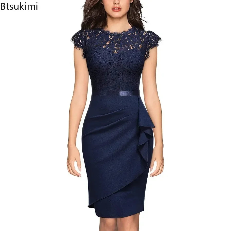 2026 Women's Elegant Lace Evening Wedding Party Dress Sexy Office Ladies Bodycon Dresses Fashion Birthday Club Vestidos Female