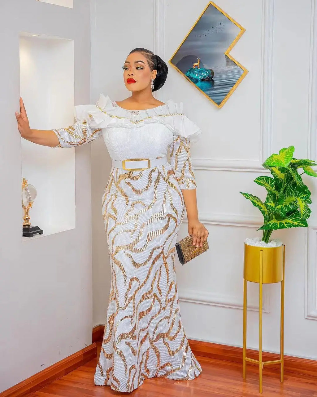 Dashiki African Dresses For Women Elegant Luxury Dress High Waist Bodycon Wedding Party Evening Birthday Night Celebrity Dress