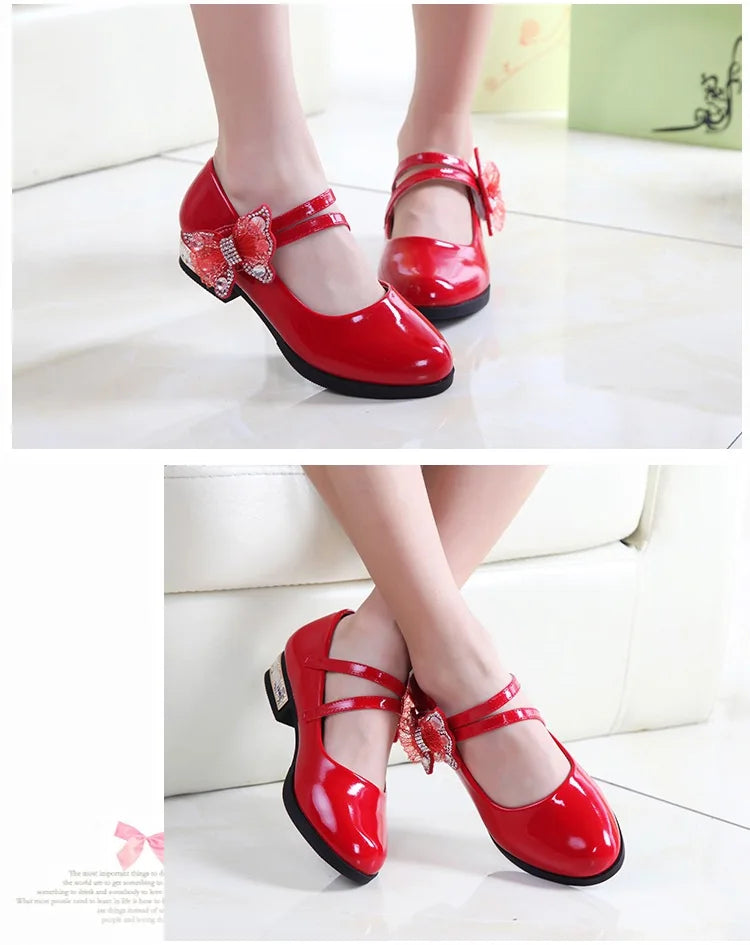 Girls' Shoes Child Shoes Girl Leather Shoe Soft Soled Princess Shoes Bow Mary Jane Shoe Girls Party Dress Wedding School Shoe