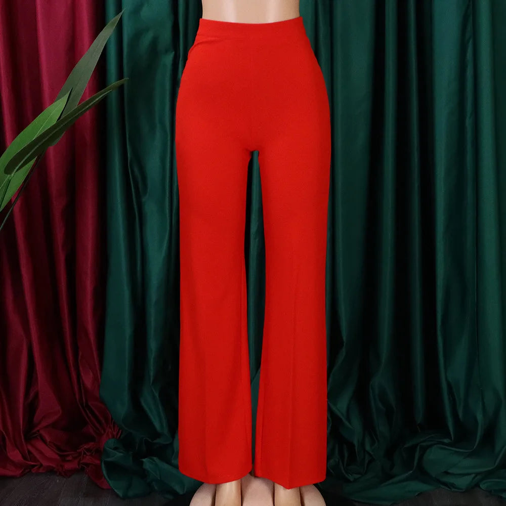 Women Shiny Yellow Capris Pants High Waist Trousers Office Work Lady Full Length Summer Bottoms Capris 2023 Spring Summer