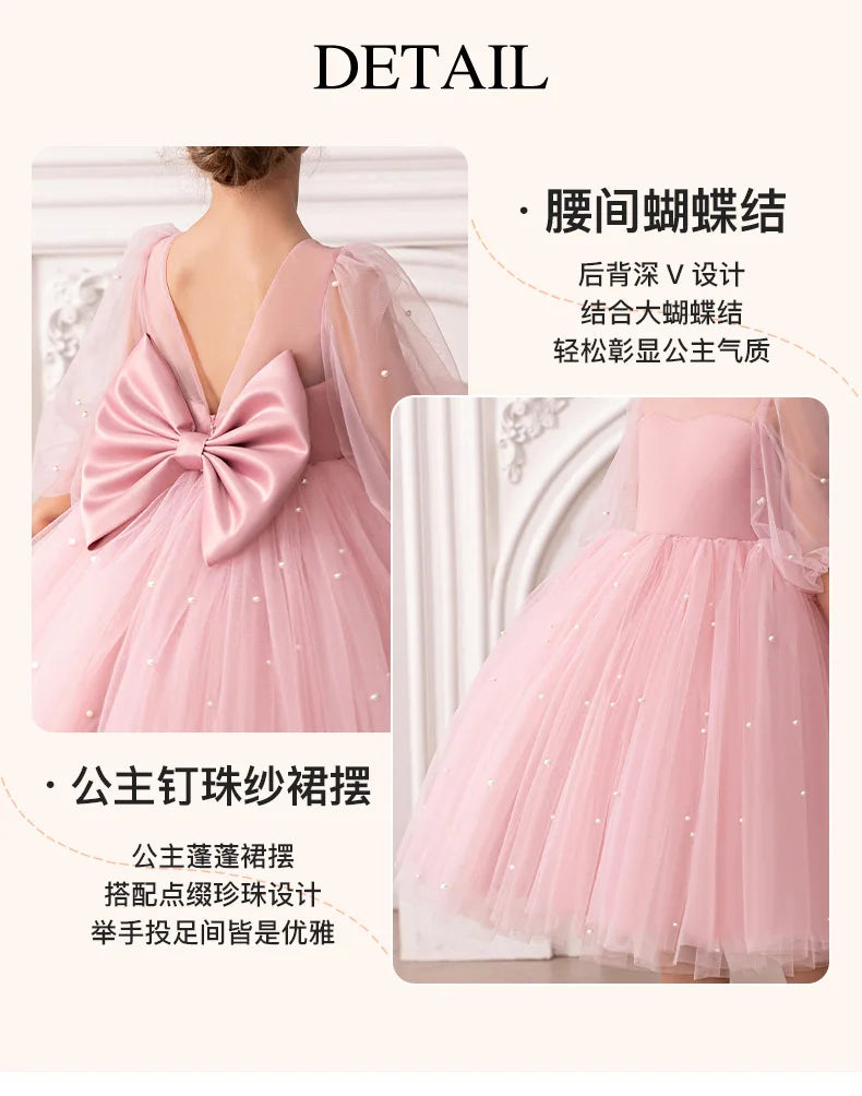 Flower Girl Dress for Birthday Party New Formal Gowns for 3-8 Years Children White Princess Dresses For Wedding Ceremony